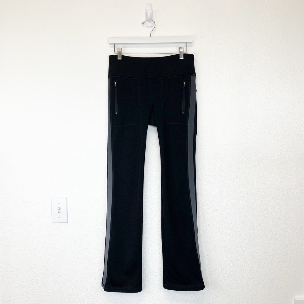 ATHLETA Street to Summit Reflective Stripe Yoga Fleece Lined Pants Black SIZE S